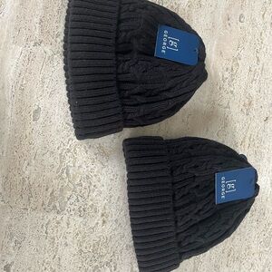 George Classic Black Cable Knit Beanie Duo